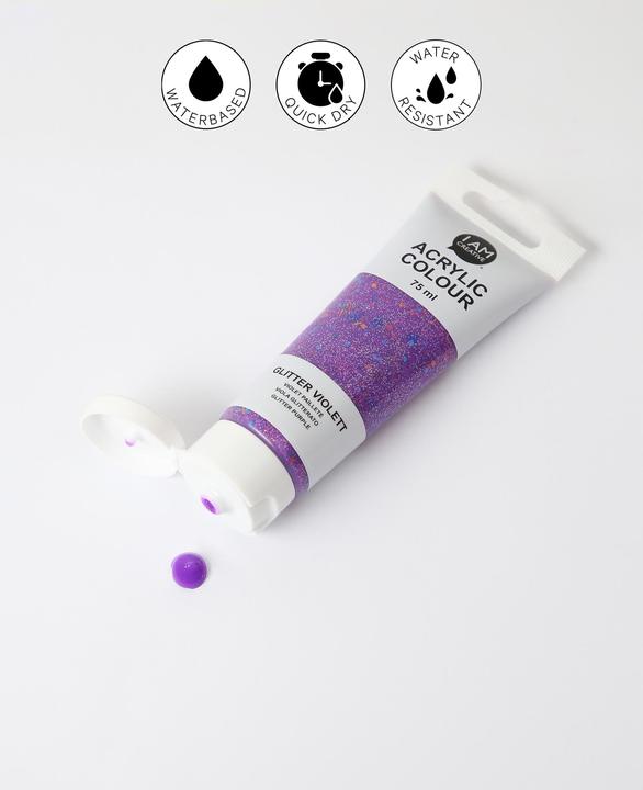 Produktbild I Am Creative Basic Acryl, Acrylfarbe auf Wasserbasis, 75 ml (Glitter, Violett, 75 ml)