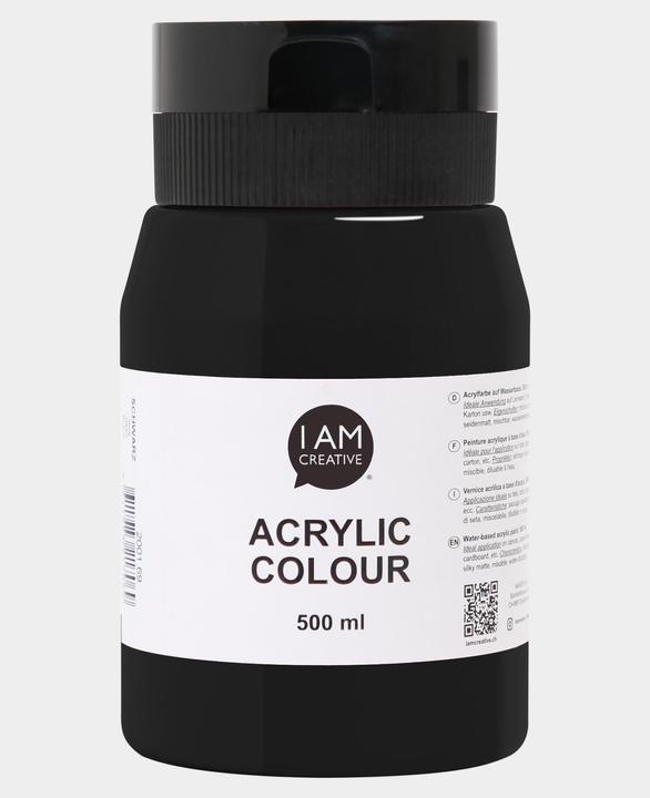 Image du produit I Am Creative Basic Acryl, peinture acrylique à base d'eau, 500 ml (Noir, 500 ml)