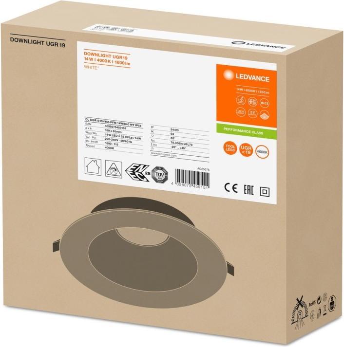 Image du produit Ledvance DL UGR19 DN155 PFM 14W/840 WT (1600 lm)