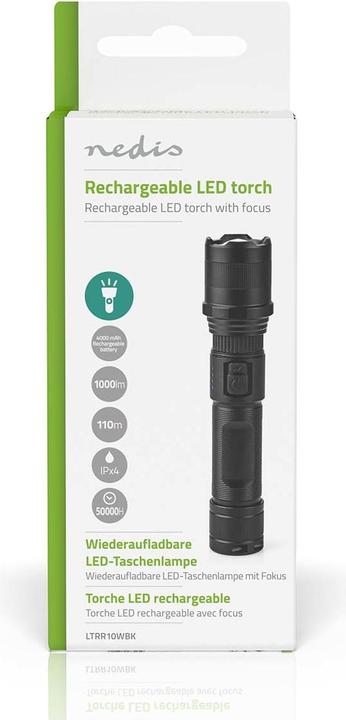 Produktbild Nedis LED-Taschenlampe, Vollmetallgehäuse, Akku, 3,7 V, 10 W (3.50 cm, 1000 lm)