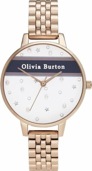 Actual product image Olivia Burton Ladies Watch Pink & Navy Stripe OB16VS06 (Analogue wristwatch, 34 mm)