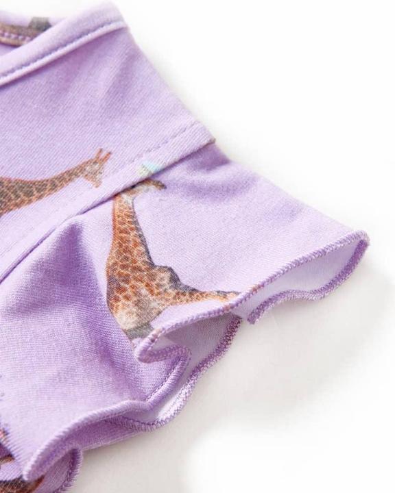 Immagine prodotto VidaXL Abito da bambino con maniche a balze e cintura in vita viola (116)