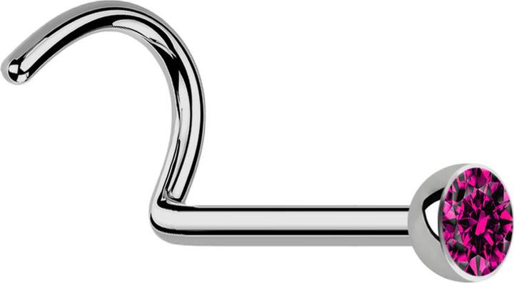Produktbild Star Piercing Nasenstecker gebogen silber mit Kristall fuchsia (ohne Messing, Titan G23)