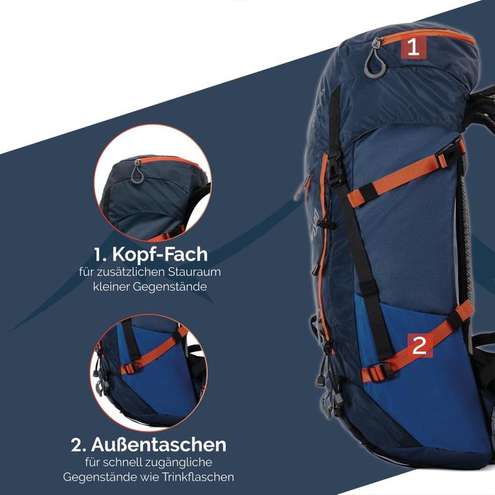 Produktbild Steinwood Wanderrucksack 35L - Wasserabweisend, mit Regenschutz & Rückenbelüftung (35 l)