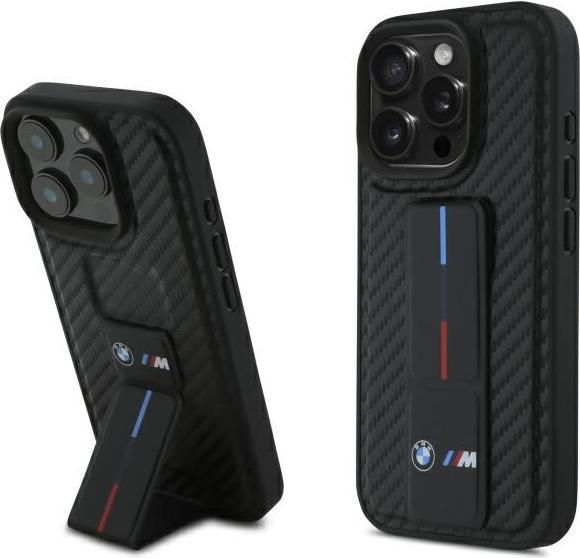 Produktbild BMW BMHCP16XGSPCCK iPhone 16 Pro Max 6.9" czarny/black hardcase M Grip Stand Smooth and Carbon (Apple iPhone 16 Pro Max)