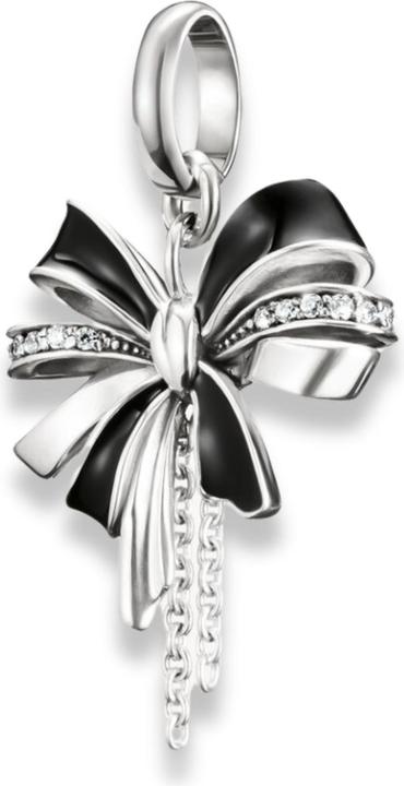 Thomas Sabo Charm-Anhänger Schleife schwarz Connect Silber (Emaille, Silber 925)