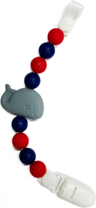 Produktbild Milkii Schnullerkette aus Silikon mit Clip, Walfisch rot/blau