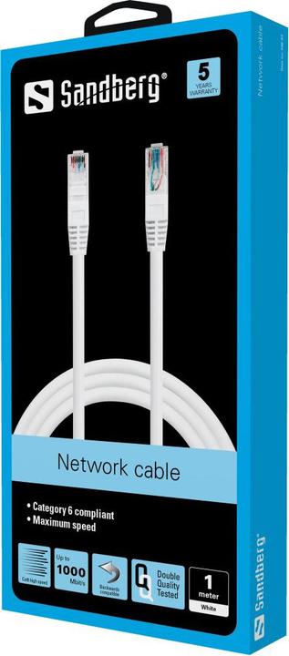 Actual product image Sandberg Network cable UTP Cat6 1 m (U/UTP, CAT6, 1 m)