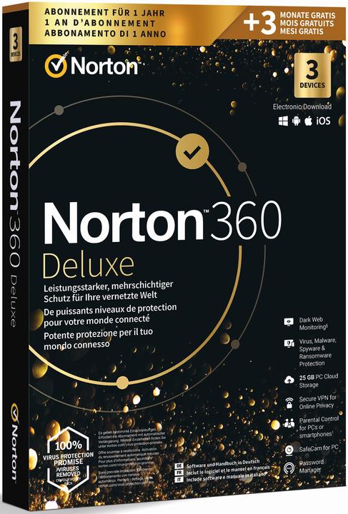 Produktbild Norton 360 Deluxe (3 User, 15 Monate)