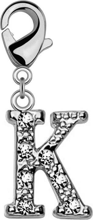 Star Piercing Anhänger mit Kristall Buchstabe K (Messing)