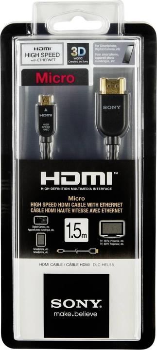 Actual product image Sony micro HDMI (Typ D) — HDMI (Typ A) (1.50 m, HDMI)