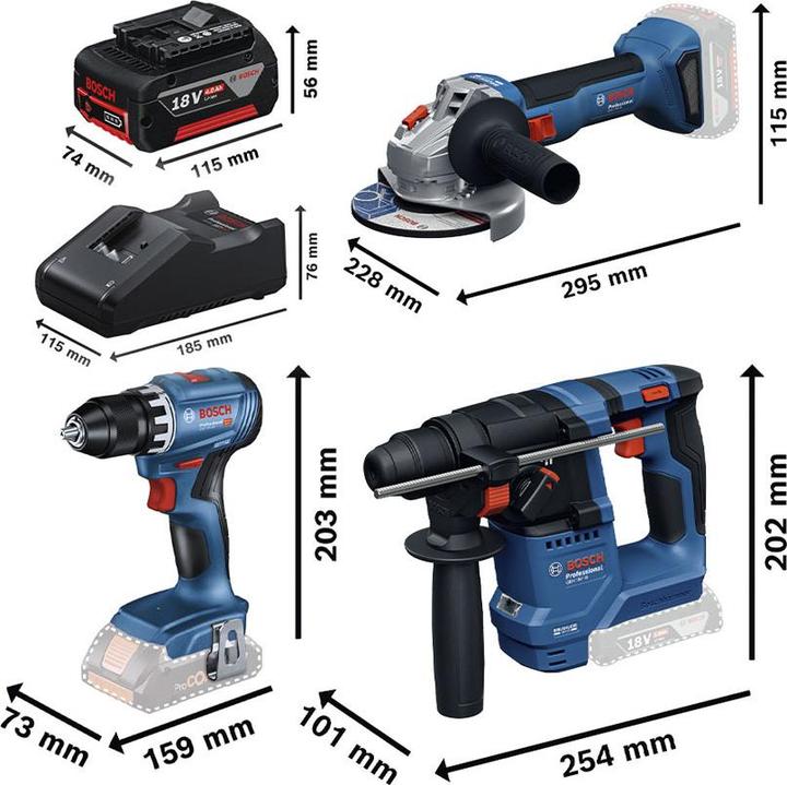 Image du produit Bosch Hausgeräte 3 Tool Kit GSR+GWS+GBH