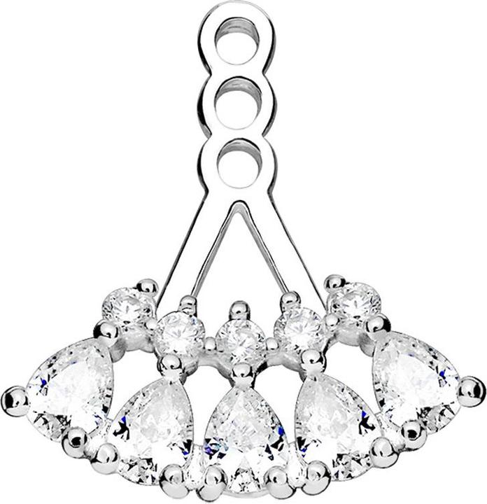Star Piercing Ohrring Ear Jacket silber mit fünf Tropfkristallen (Messing)