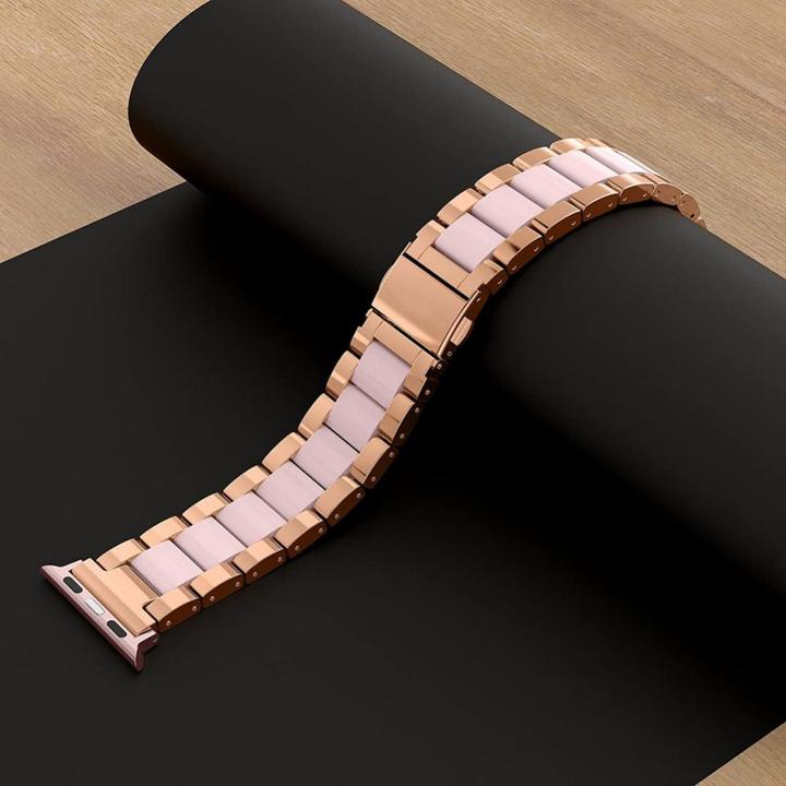 Produktbild Tech Apple 1/2/3/4/5/6 Smart Watch Armband, Goldfarbe, 38/40 mm (38 mm, 40 mm, Edelstahl)