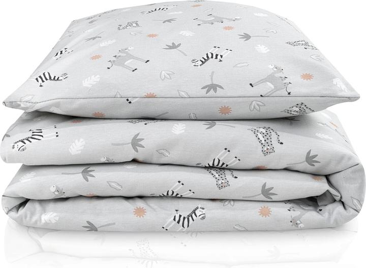 Produktbild Julius Zöllner Kinderbettwäsche Jersey Savanne Grau 100 x 135 + 40 x 60 cm