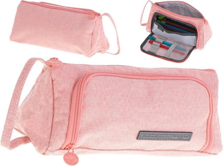 Image du produit Ikonka Sac double école Sac à cosmétiques rose