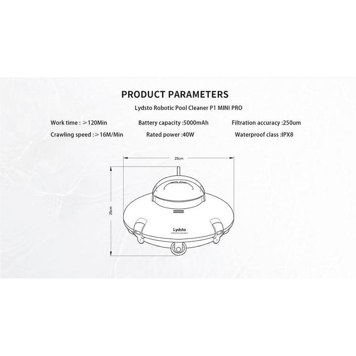 Actual product image Lydsto YM-S2-01 Poolstaubsauger YM-S2-01 Weiss