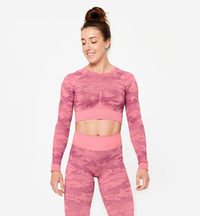 Image du produit Domyos T-shirt manches longues Crop Top femme - rose (S)