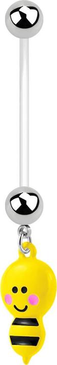 Star Piercing Banane Schwangerschaft mit Bine gelb (ohne Messing, Bioflex, Chirurgenstahl 316L)