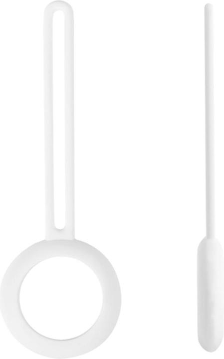 Productafbeelding Deltaco Apple Airtag Silicone hoesje met hanger - Wit