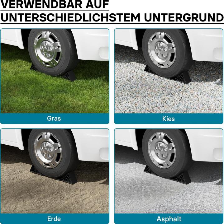 Produktbild Wiltec Unterlegkeile inkl. Halterung 1,6t 2x Bremskeil PKW-Anhänger Hemmschuhe