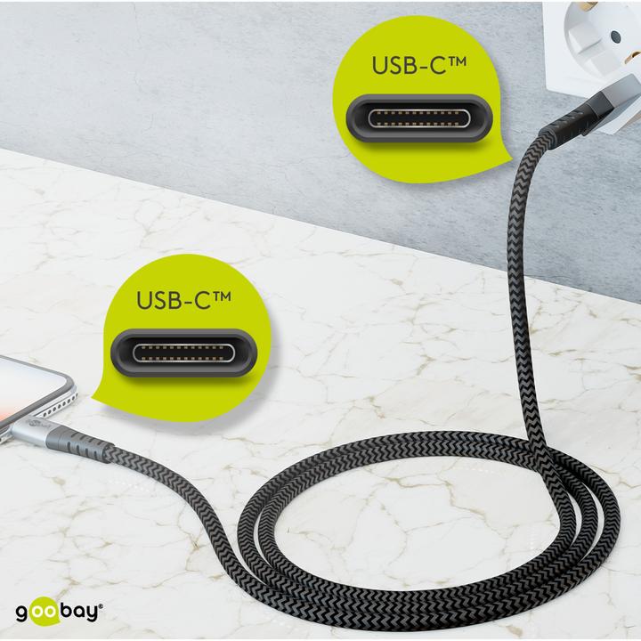 Immagine prodotto Goobay Cavo USB-C di, in tessuto, spina in metallo, extra robusto (0.50 m, USB 2.0)