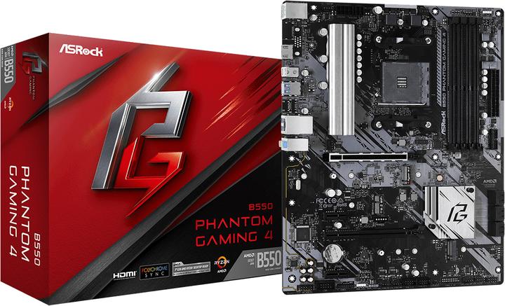 Produktbild AsRock B550 Phantom Gaming 4 (AM4, AMD B550, ATX)