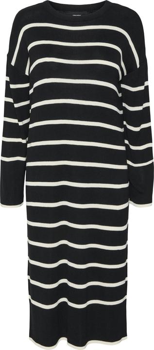 Vero Moda Locker geschnitten Rundhals Gerippte Ärmelbündchen Tief angesetzte Schulter Midikleid Strickkleid