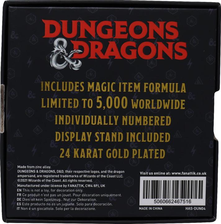 Actual product image Fanattik DUNGEONS & DRAGONS - Médaille en métal plaqué or collector