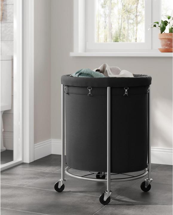 Actual product image Songmics Laundry basket on castors 48 l, black/silver, detail colour (170 l)
