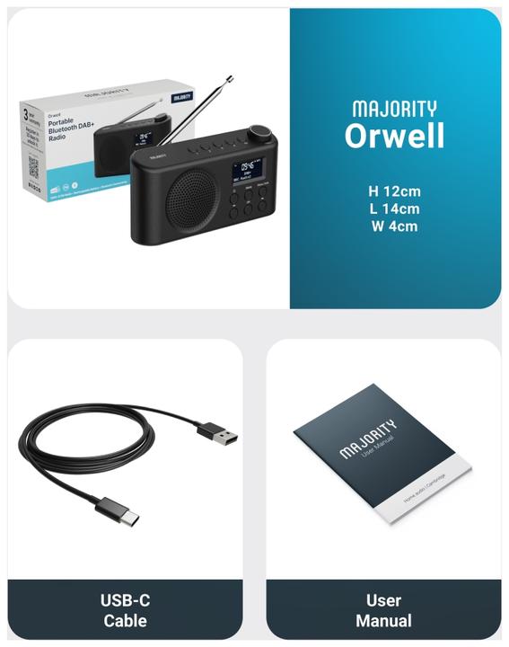 Actual product image Majority Orwell DAB+ Radio mit Akku (VHF, DAB+, Bluetooth)
