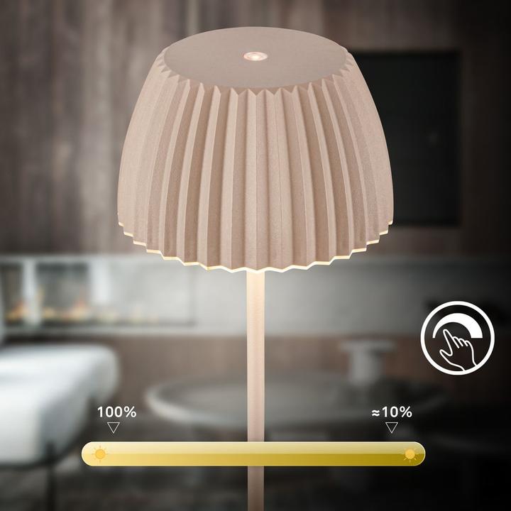 Image du produit Briloner Brilo unplugged RIFFLE Akku Tischleuchte mit Lichtkante - Beige (200 lm)