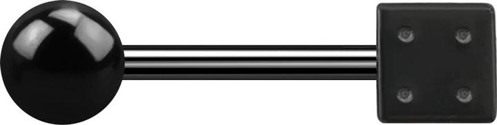 Star Piercing Barbell schwarz mit Kugel und Würfel (ohne Messing, Chirurgenstahl 316L)