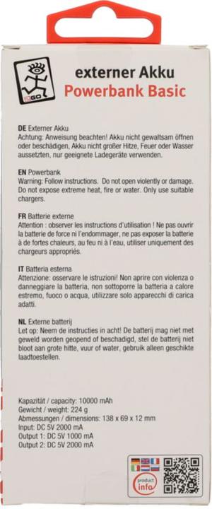 Energie-Label 2GO Powerbank Basic 10000mAh (10000 mAh, 37 Wh)