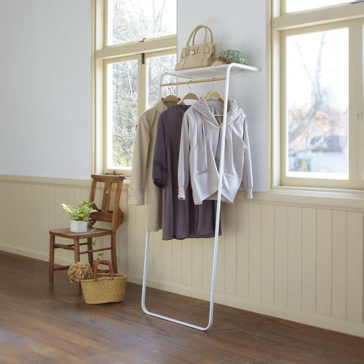Actual product image Yamazaki Leaning coat rack with shelf TOWER