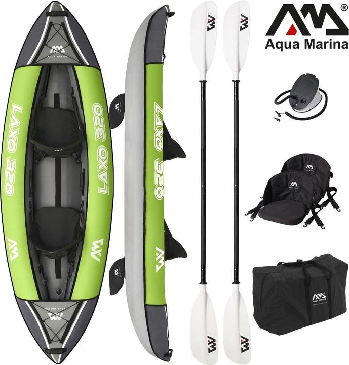 Produktbild Aqua Marina Kajak 320x95 cm für 2 Personen mit Luftsitz verstellbarer Lehne Transporttasche Reparatu (2 Pers.)