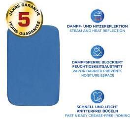 Produktbild Wenko Maximex Dampf-Bügeldecke, Bügelunterlage mit 5-Lagen Komfort-Polsterung mit Aluminiumschicht für kni