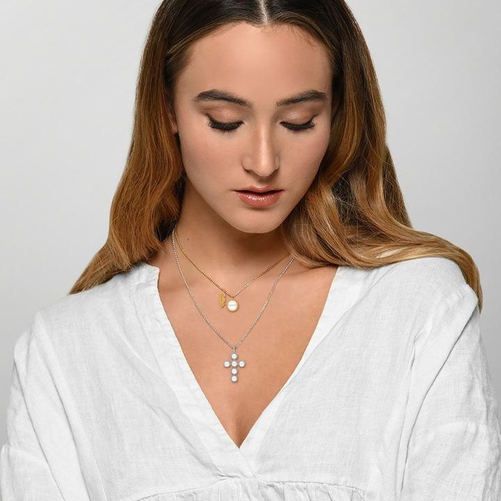 Immagine prodotto Engelsrufer Collana con croce di gloria (Perle, Argento 925, 42 - 50 cm)