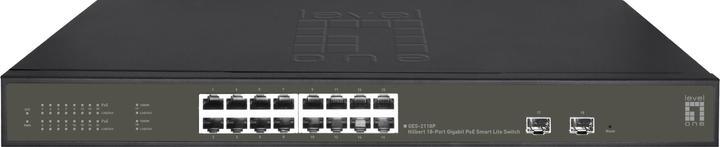 Actual product image LevelOne Switch 16x GE GES-2118P 2xGSFP 16xPoE+ (18 Ports)