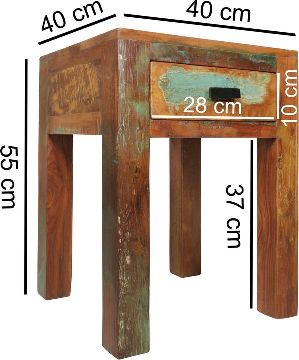 Image du produit FineBuy Tables de chevet en bois massif mangue marron (40 x 40 x 55 cm)