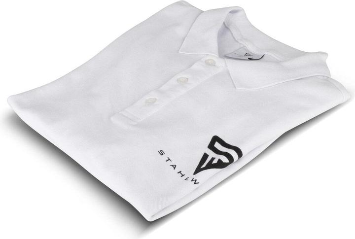Immagine prodotto Stahlwerk Polo taglia XL bianca a maniche corte con logo stampato 100% cotone (XL)