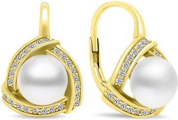 Brilio Silver - Luxury pearl earrings in gold-plated silver EA393Y