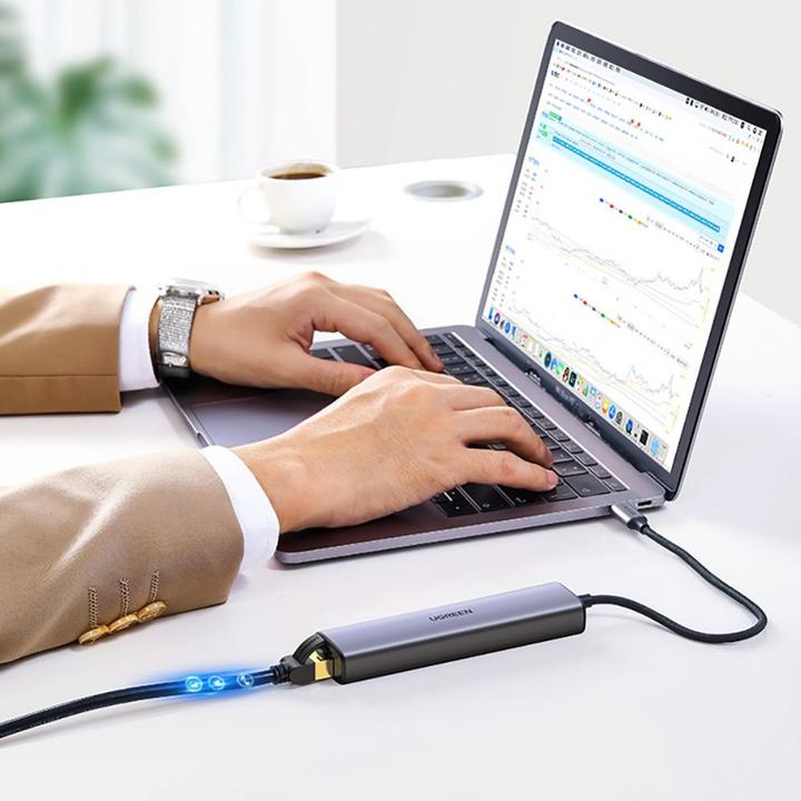 Produktbild Ugreen Gigabit Ethernet Adapter Hub mit USB PD (USB-C, 4 Ports)