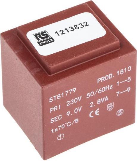 Produktbild Rs Pro PCB Mount Transformer 2.8VA 1x9 o/p