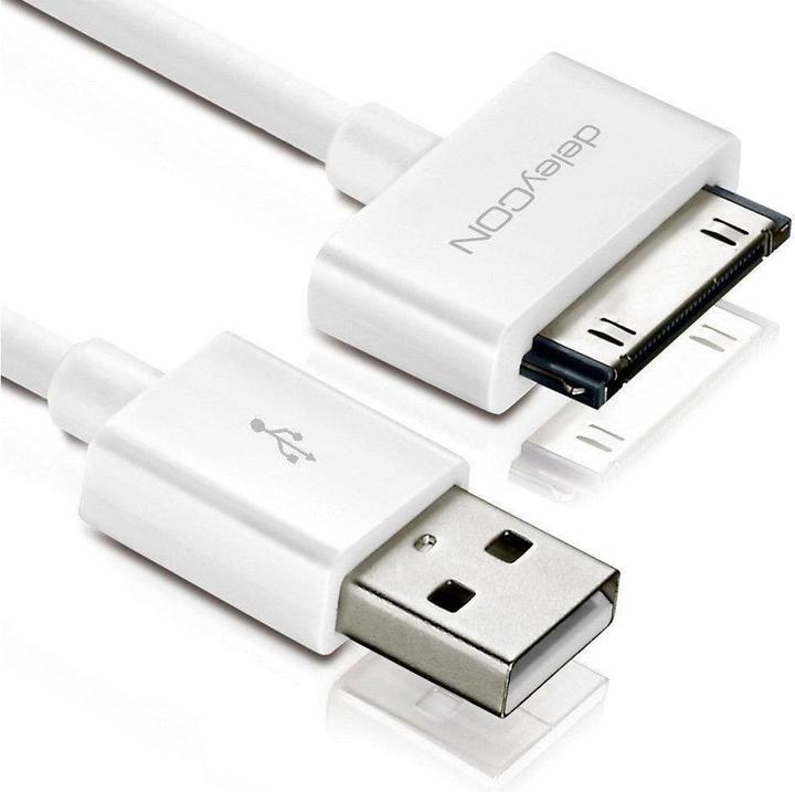 Produktbild deleyCON 30Pin Dock-USB Kabel 2m, weiss (2 m, USB 2.0)