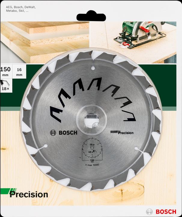 Produktbild Bosch Zubehör Kreissägeblatt PRECISION D= 150 mm Bohrung= 16 mm Z= 18