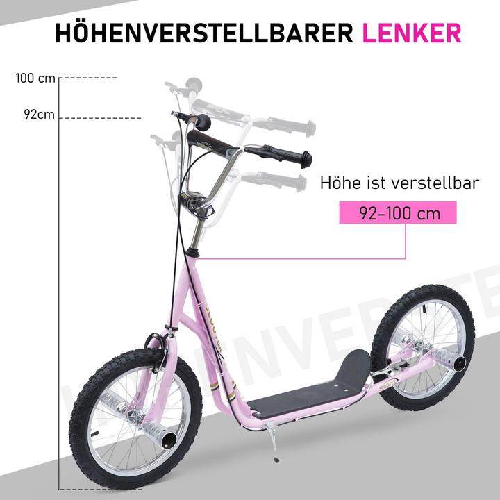Produktbild Homcom Kinderroller Mit Handbremse, extra dicker Luftbereifung, Höhenverstellbarer Lenker
