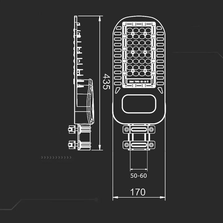 Produktbild V-TAC VT54STN LED Strassen Lampe SAMSUNG Chip 50W Slim 6400K 135 lmW (6850 lm, IP65)