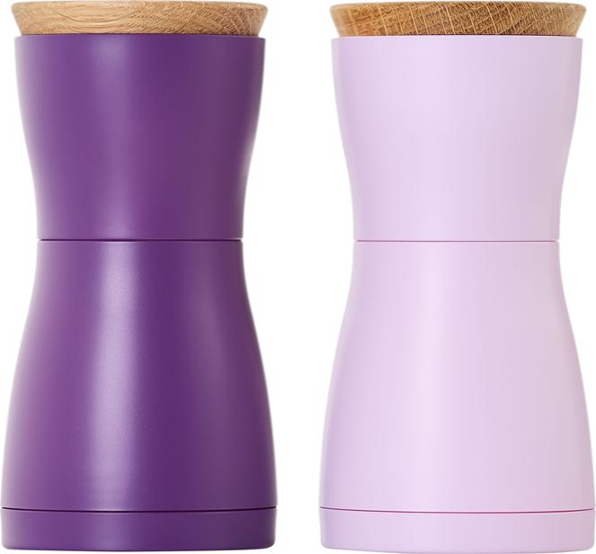 Immagine prodotto AdHoc Set doppio macina pepe e sale, viola scuro e viola chiaro, macinino in ceramica CeraCut® (Pepe, Sale)