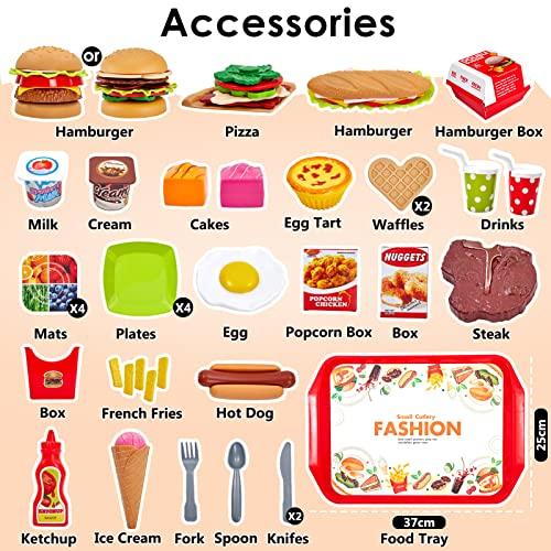 Produktbild Activity Board 63 Stück Kinder Lebensmittel Spielzeug Küche Spielzeug, Montage Hamburger Pizza Spielzeug, Kinder